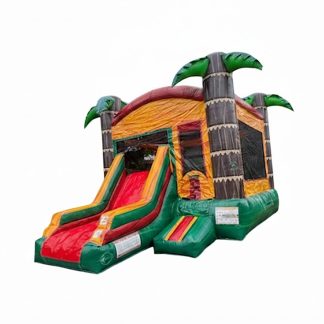 Combo Palm Tree dry rental, Palm tree combo bounce house, wet combo springfield, tropical bounce house rental, water slide combo springfield, party rentals TN, inflatable rentals springfield, summer party ideas, bounce house with slide
