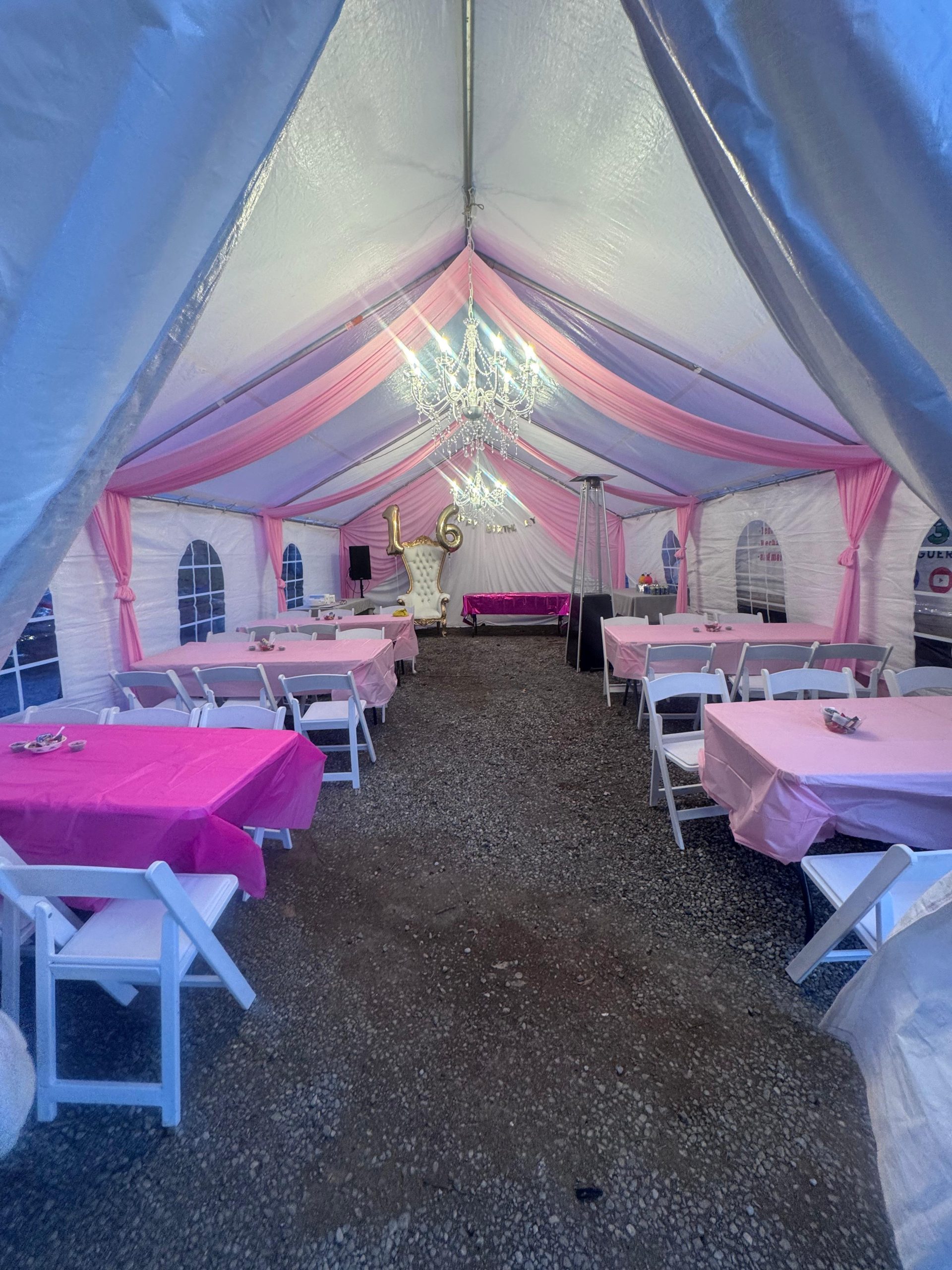 Elegant fabric draping for party rental event decor in Robertson County TN